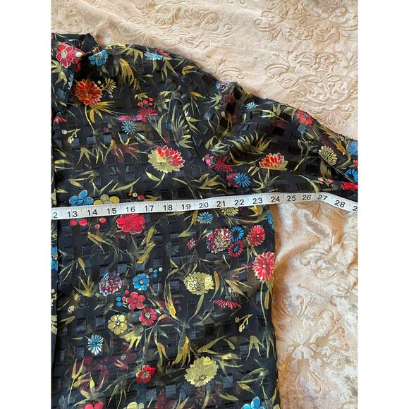 Vintage 90s sheer blouse with bold floral print size xl - Picture 4 of 5